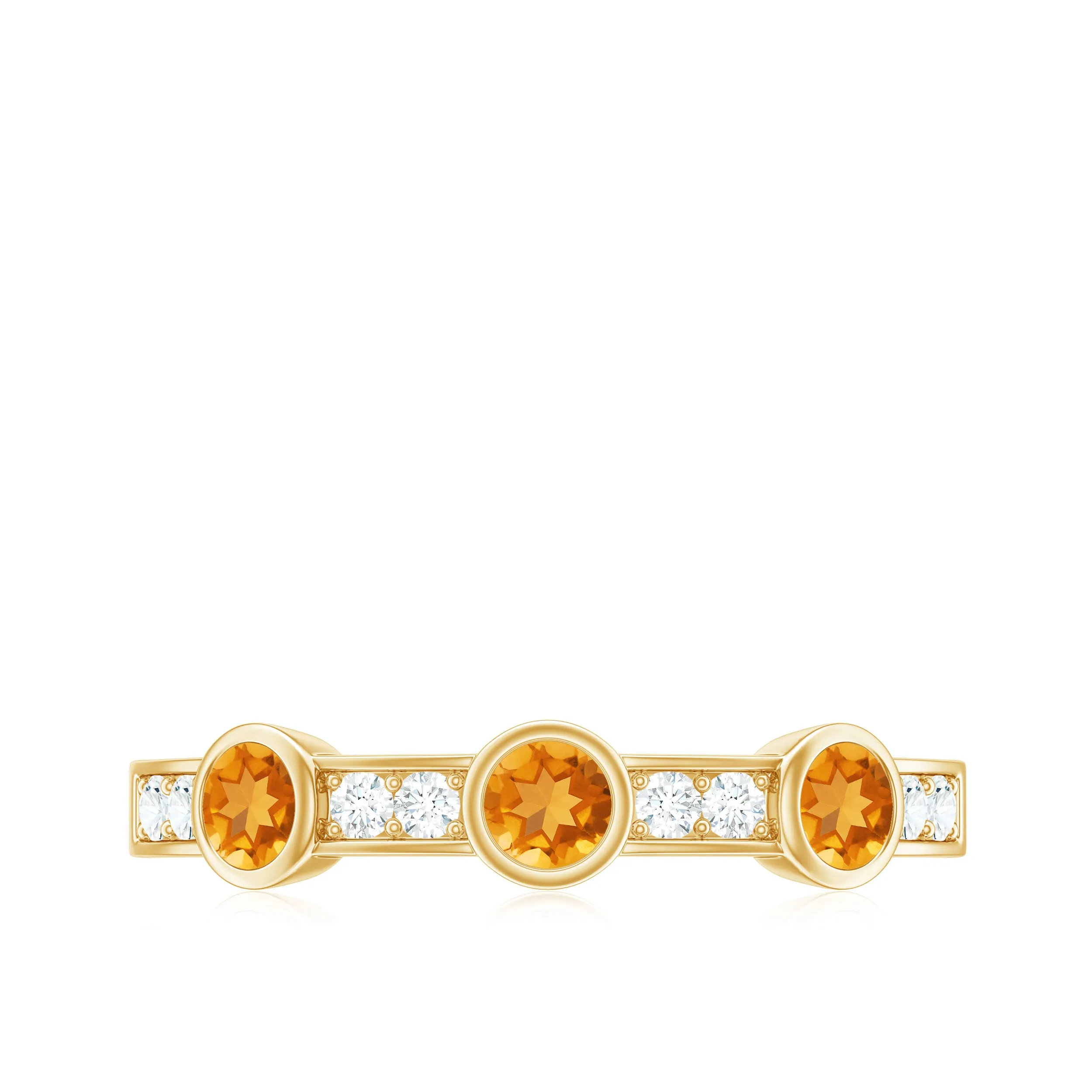 1/2 CT Citrine and Diamond Minimal Half Eternity Ring