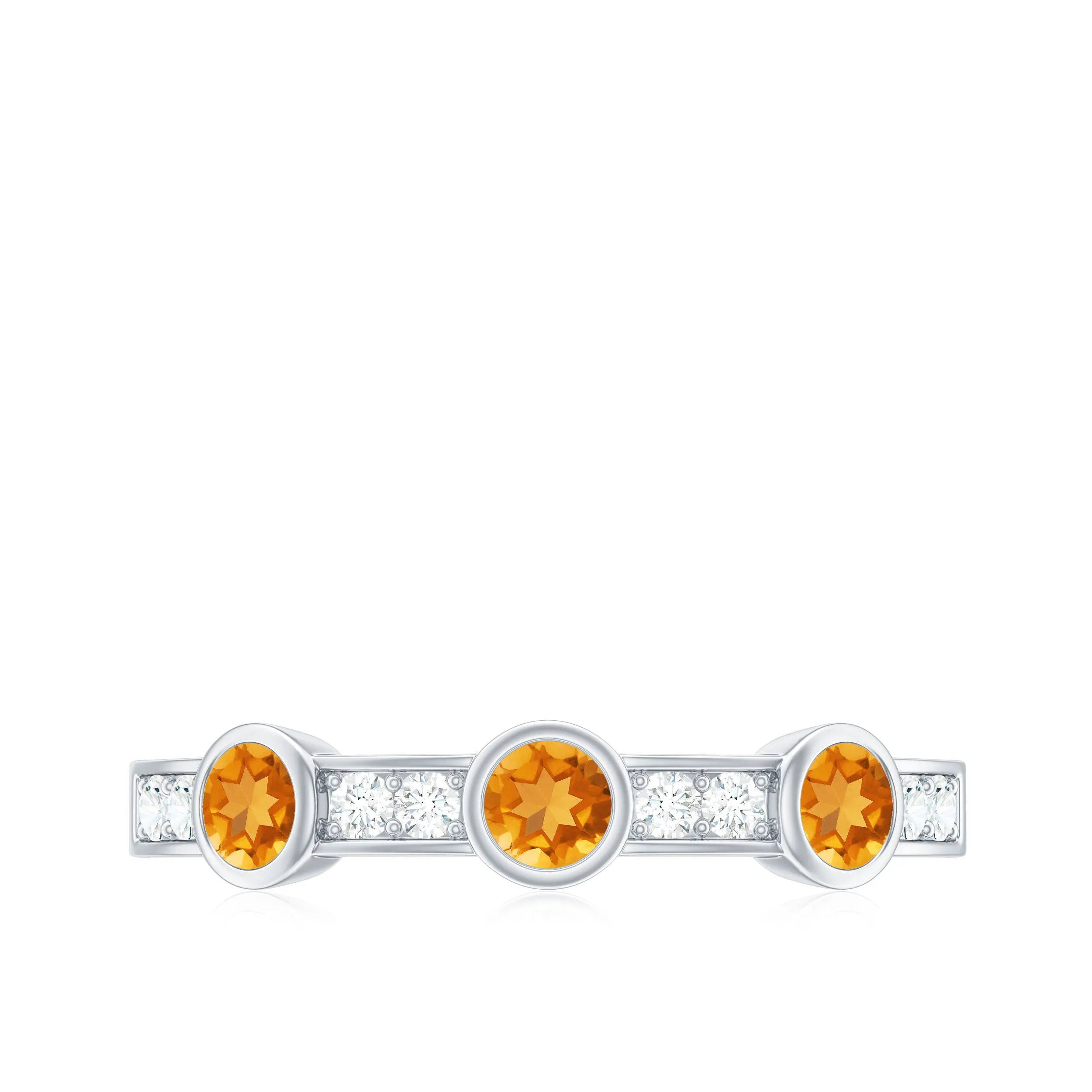 1/2 CT Citrine and Diamond Minimal Half Eternity Ring