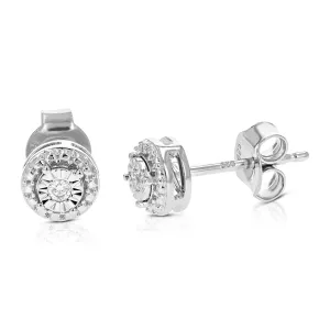 1/20 cttw Solitaire Diamond Stud Earrings in Sterling Silver