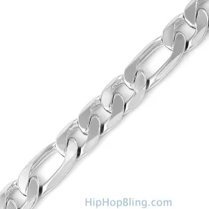 12MM Figaro Silver Plated Bracelet