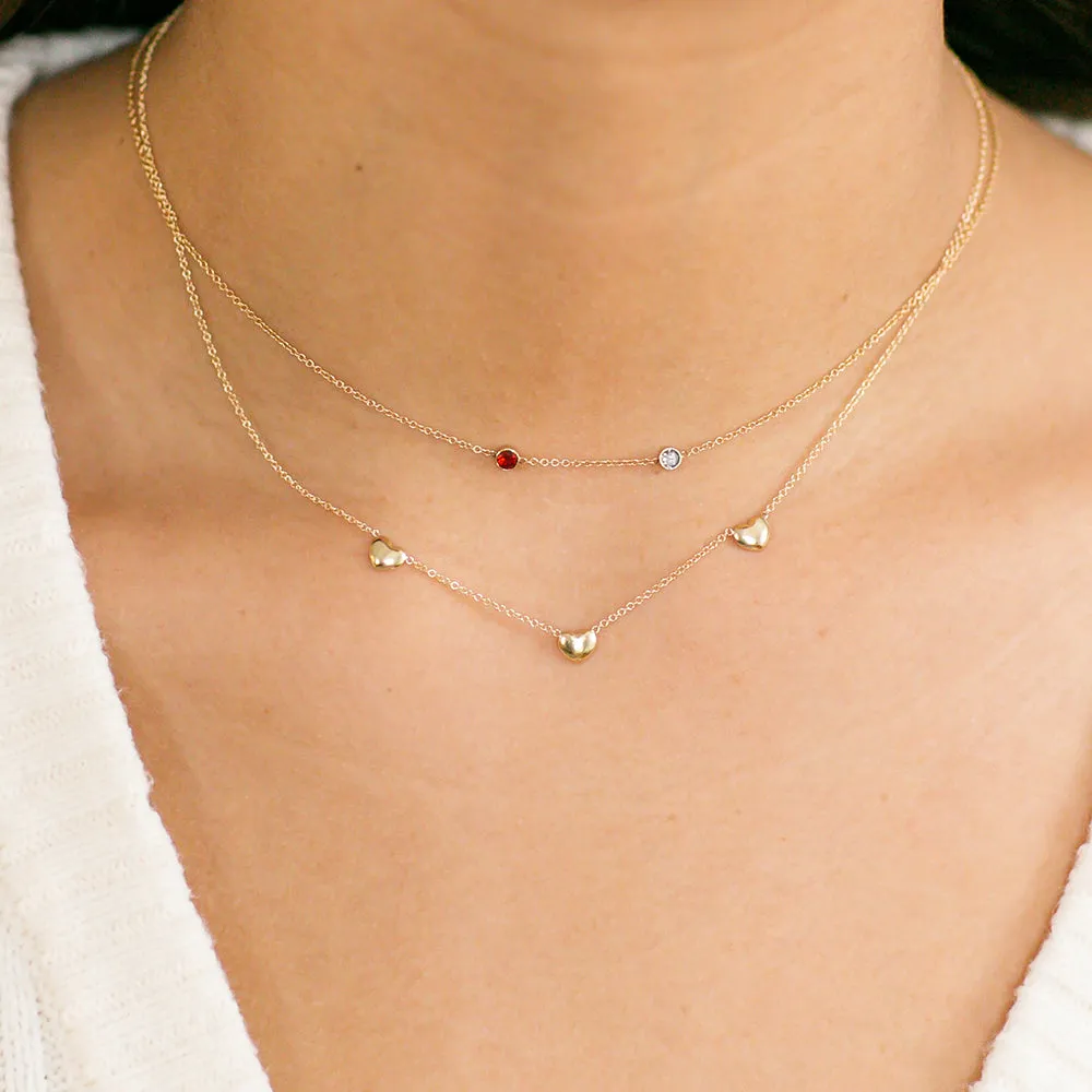 14K Gold Dainty Birthstone Necklace