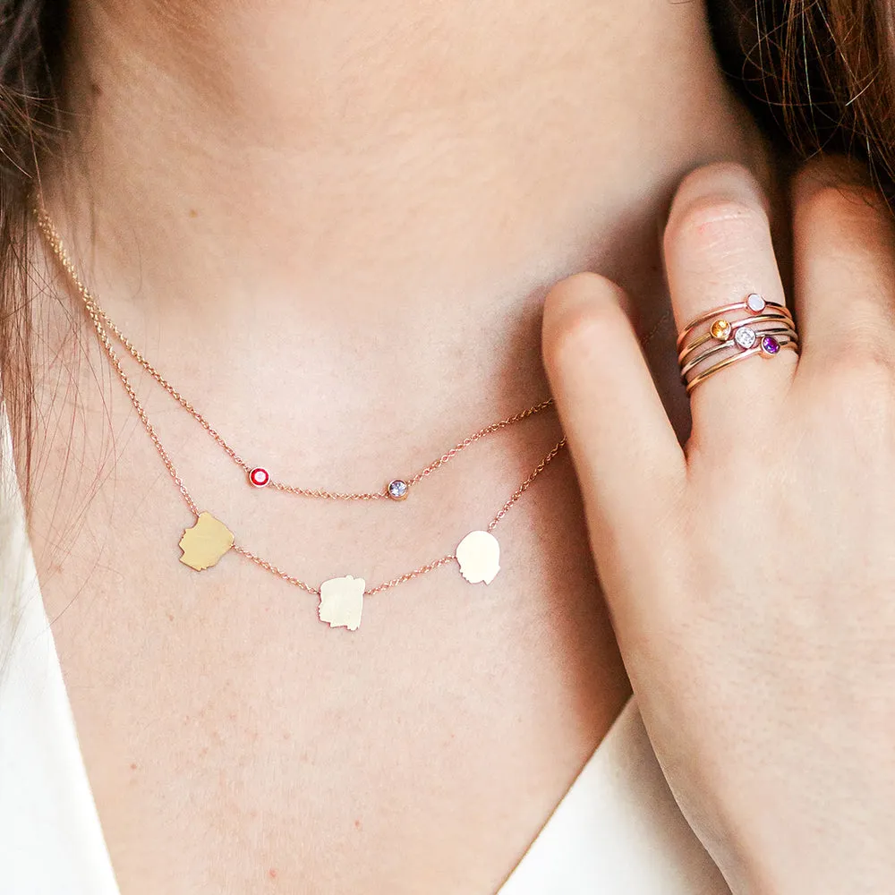 14K Gold Dainty Birthstone Necklace