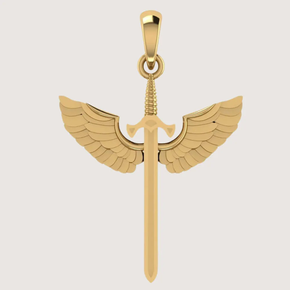 14k Gold Winged Sword Pendant