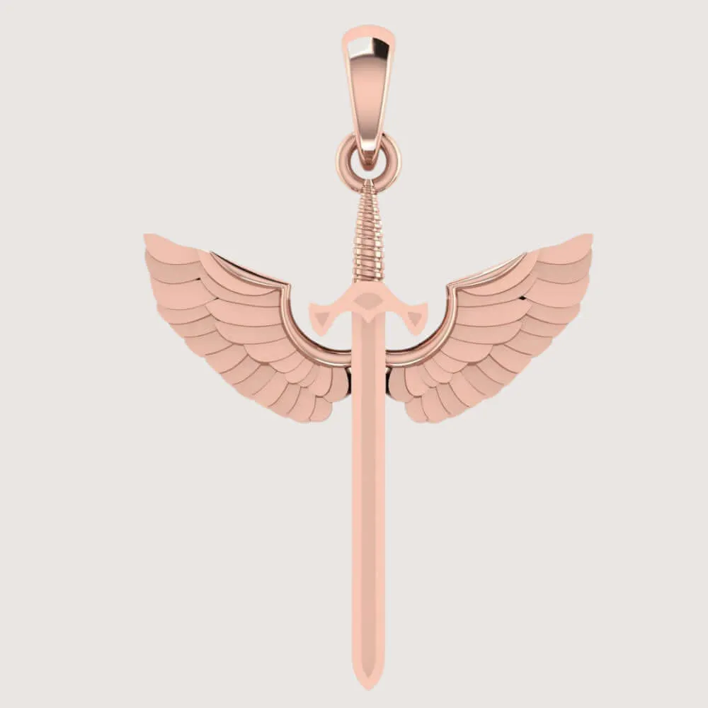 14k Gold Winged Sword Pendant