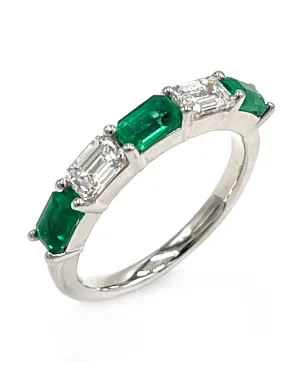 14K White Gold Emerald and Diamond Ring