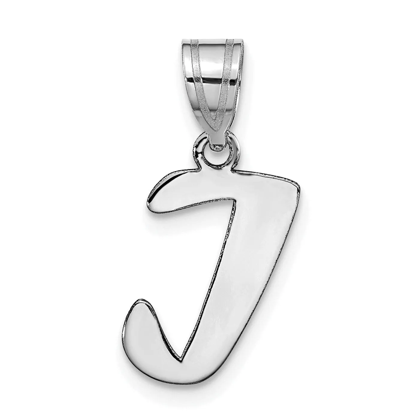 14k White Gold Script Design Letter I Initial Pendant