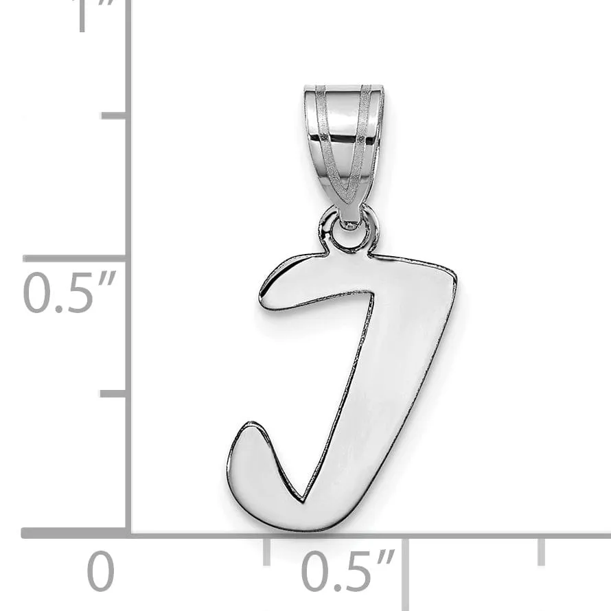 14k White Gold Script Design Letter I Initial Pendant