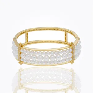 18K Abacus Cuff Bracelet with pearl and diamond