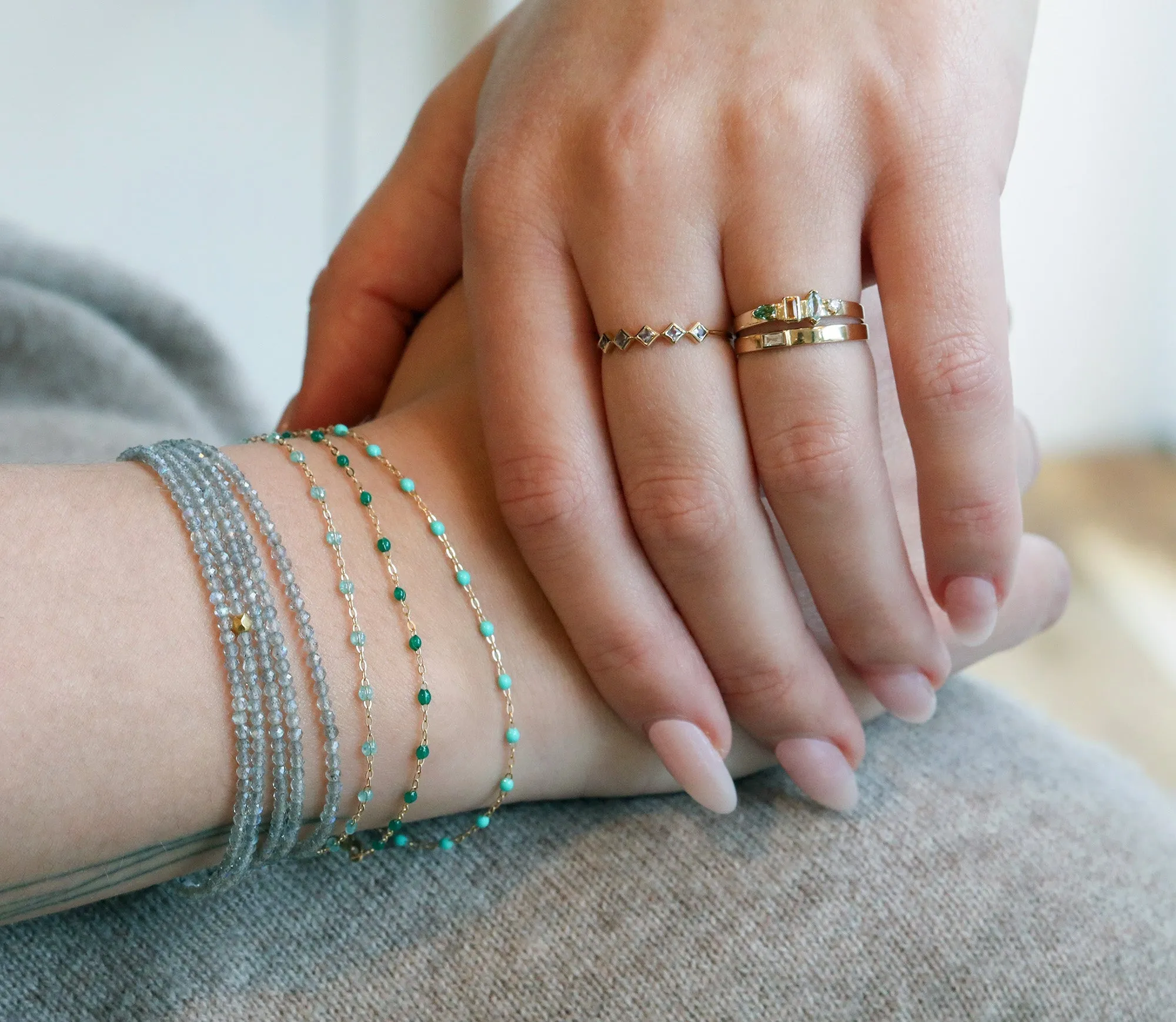 18K Gold & Aqua Resin Classic Bracelet