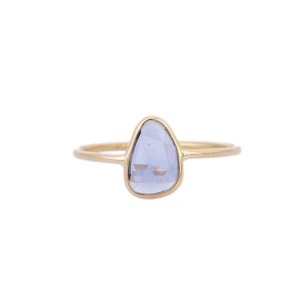 18K Gold Blue Sapphire Ring