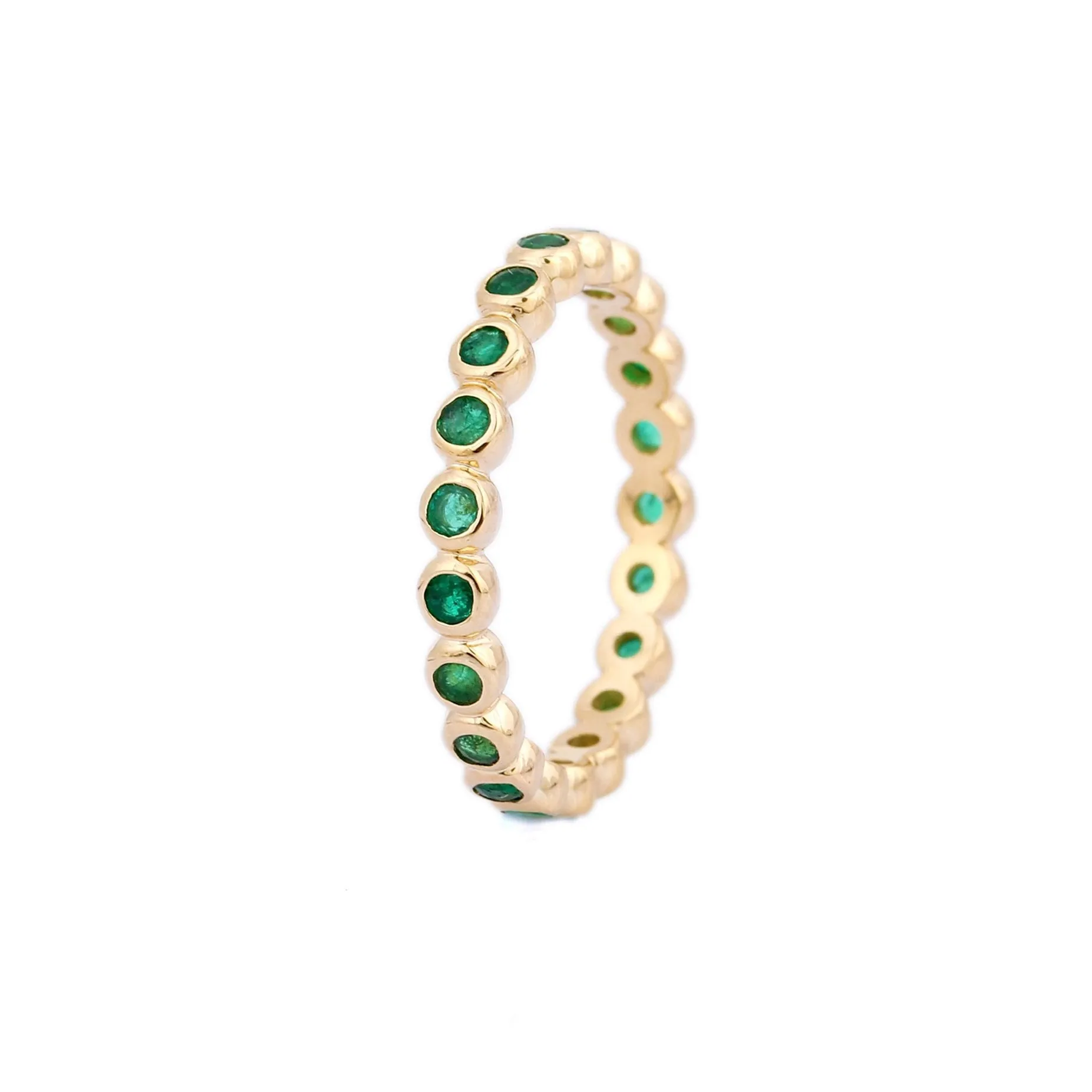 18K Gold Emerald Eternity Band