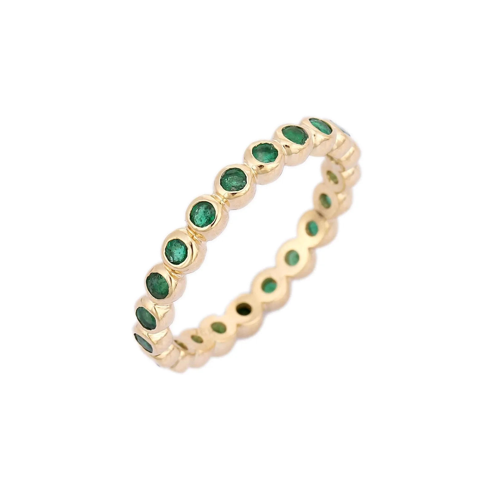 18K Gold Emerald Eternity Band