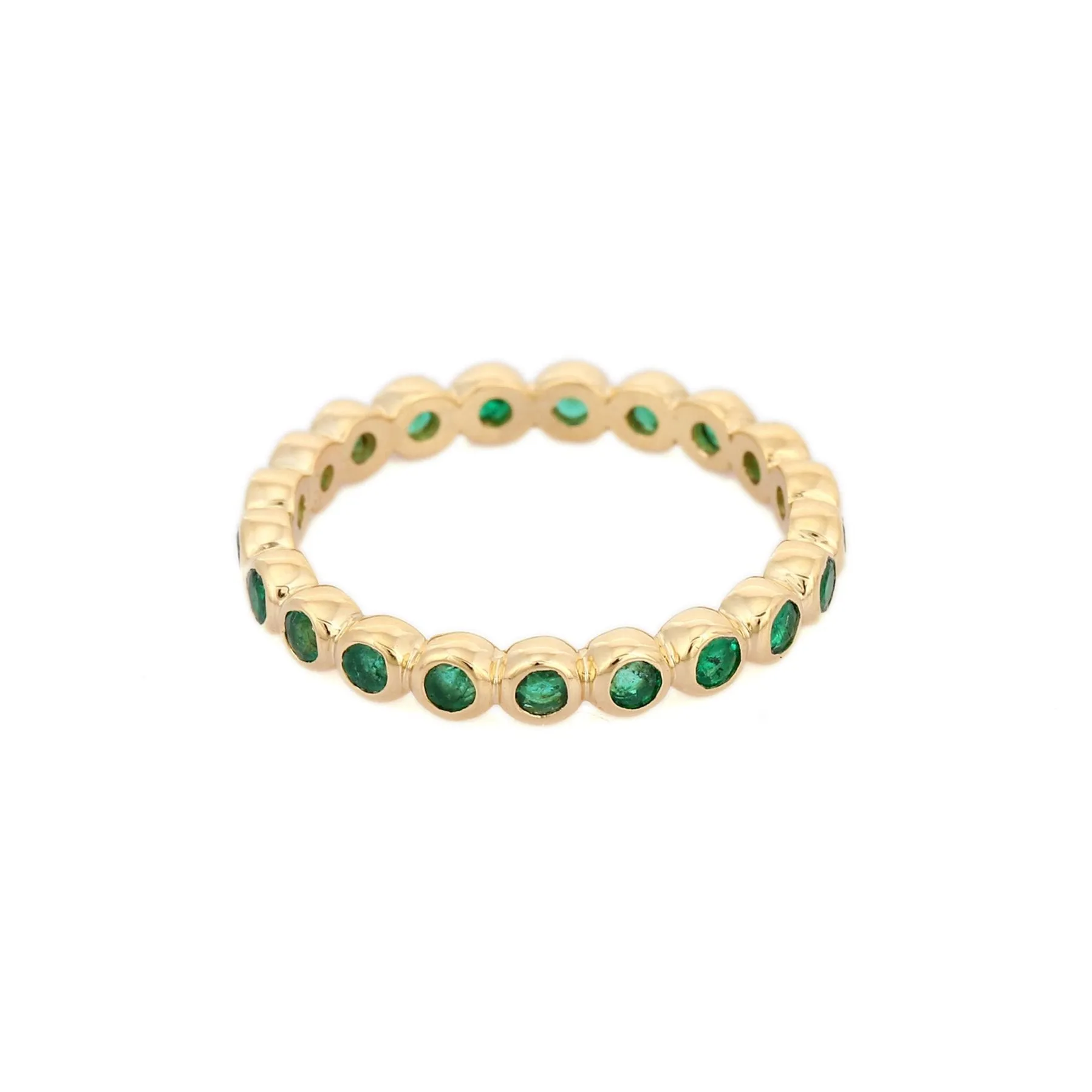 18K Gold Emerald Eternity Band