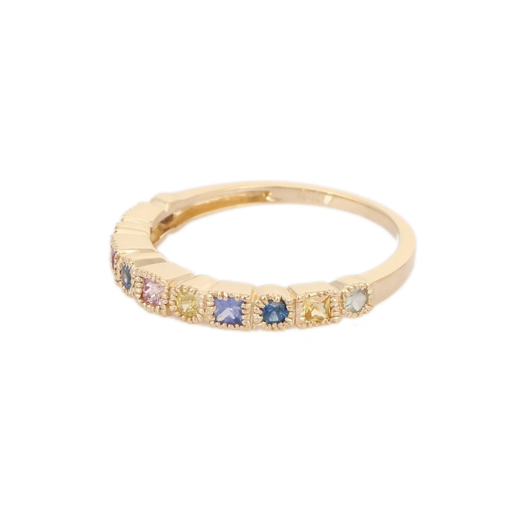 18K Gold Rainbow Sapphire Ring