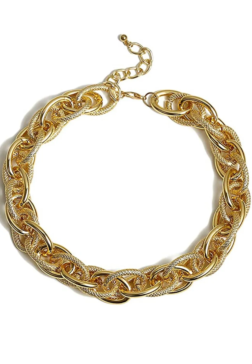 18k Gold Textured Link Necklace