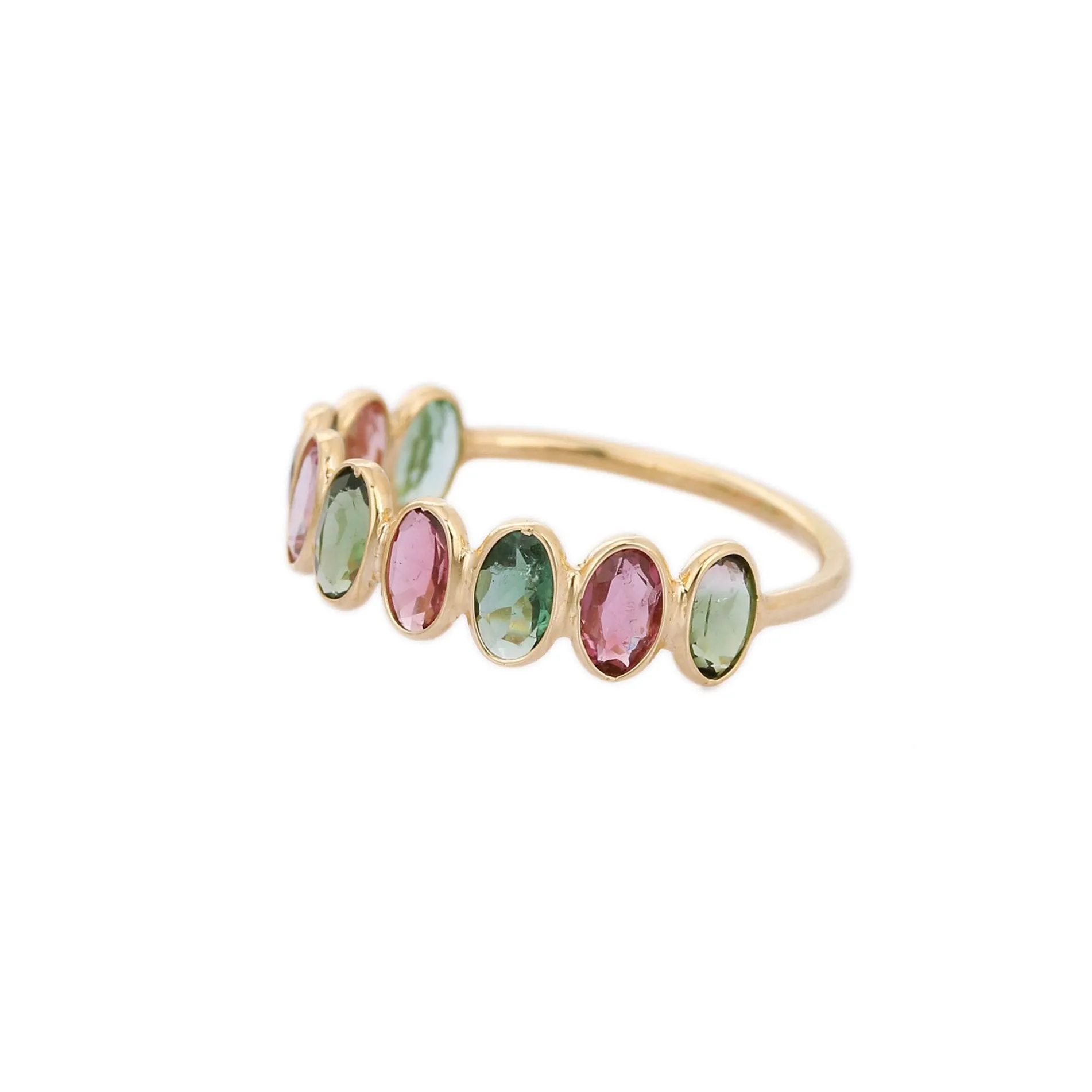 18K Gold Tourmaline Half Eternity Band