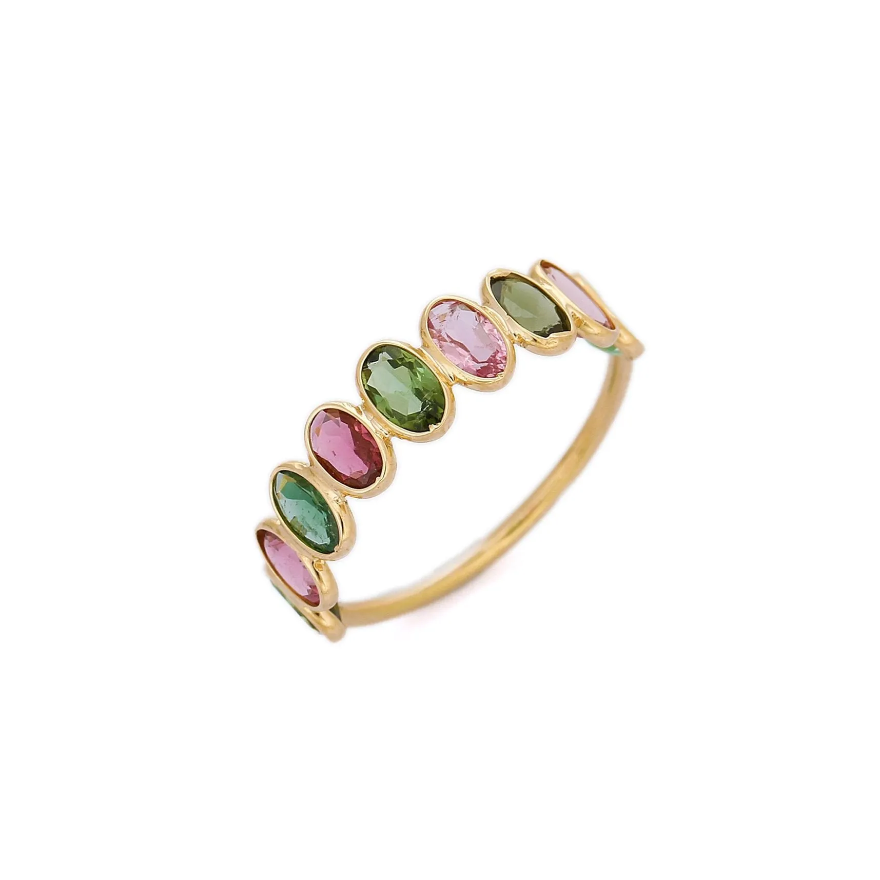 18K Gold Tourmaline Half Eternity Band