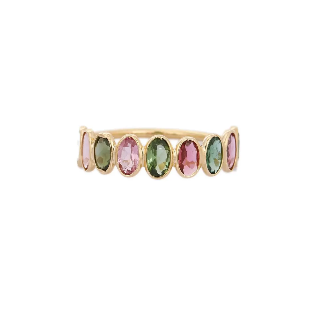 18K Gold Tourmaline Half Eternity Band