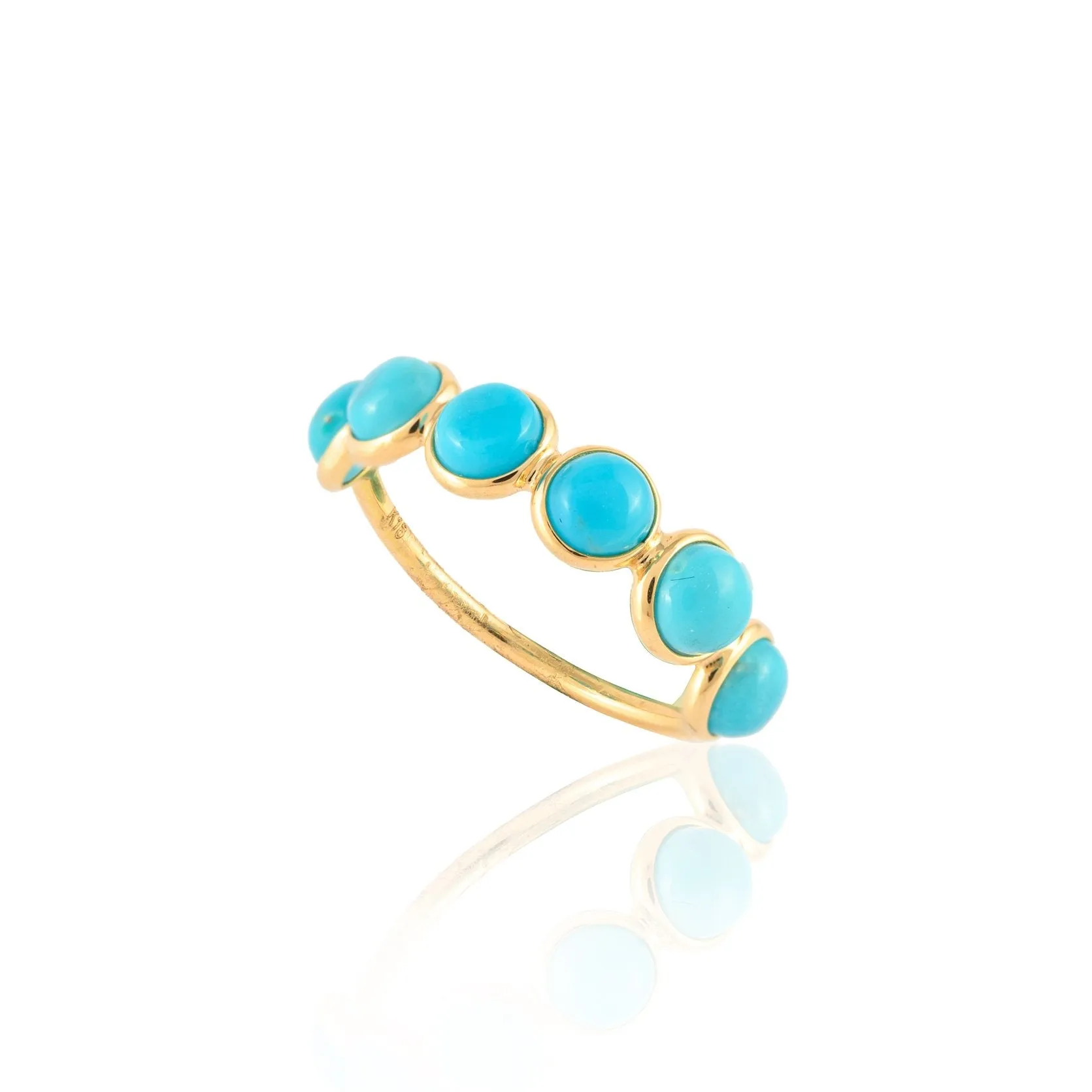 18K Gold Turquoise Half Eternity Band