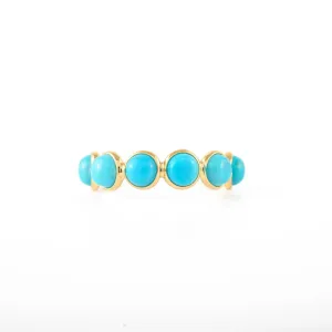 18K Gold Turquoise Half Eternity Band