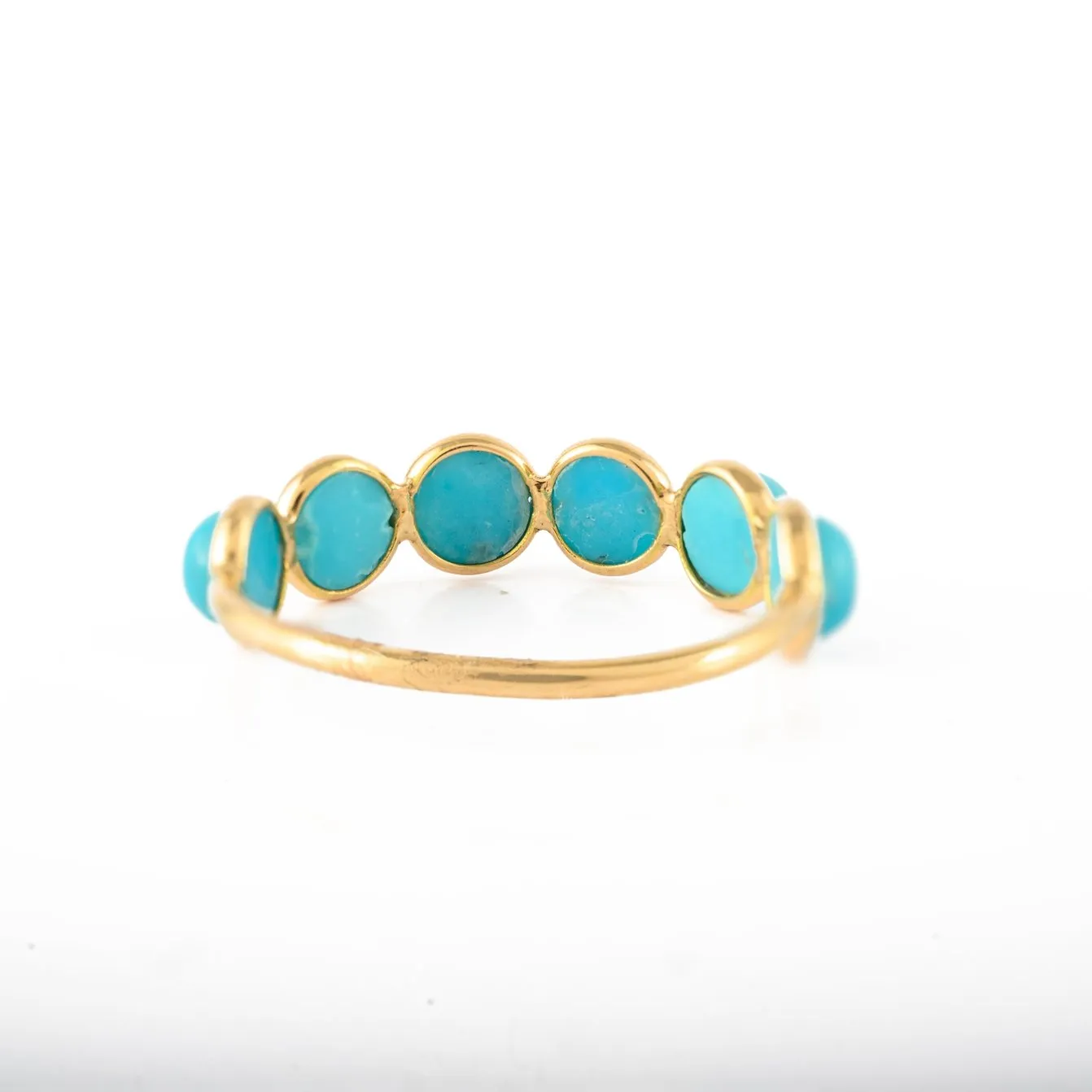 18K Gold Turquoise Half Eternity Band