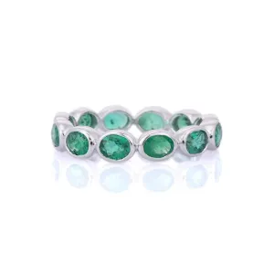 18K White Gold Emerald Eternity Band