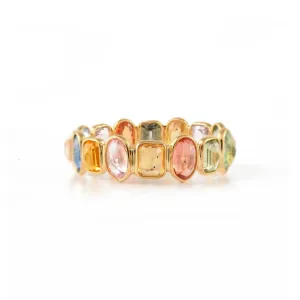 18K Yellow Gold Multi Sapphire Eternity Band