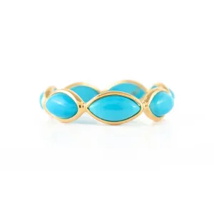 18K Yellow Gold Turquoise Eternity Band