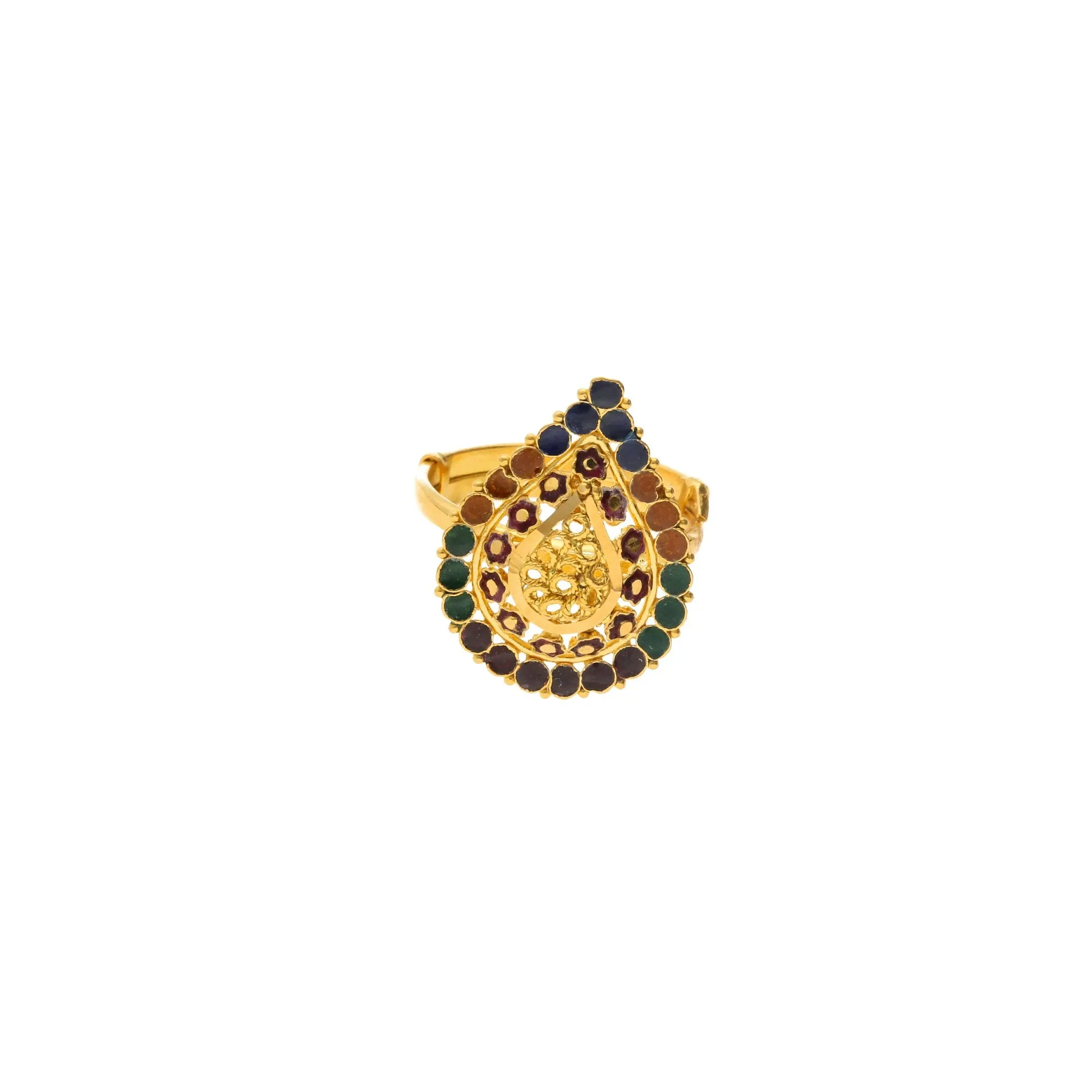 22K Gold & Enamel Adjustable Brilliance Ring