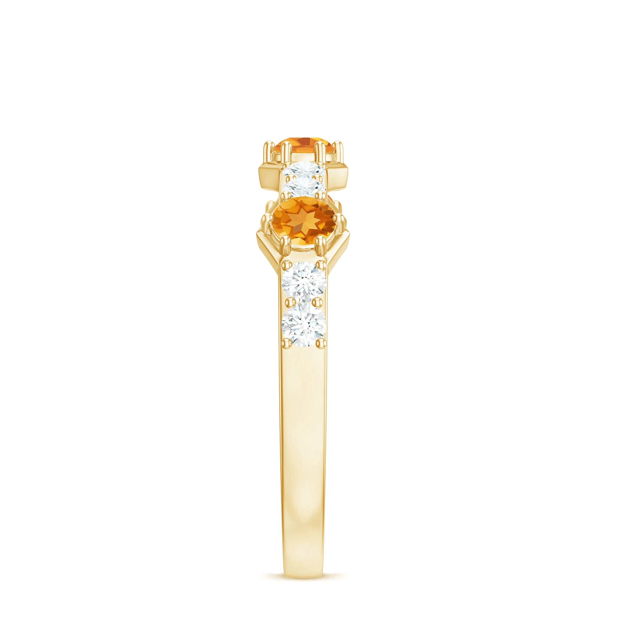 3/4 CT Citrine and Diamond Minimal Half Eternity Ring