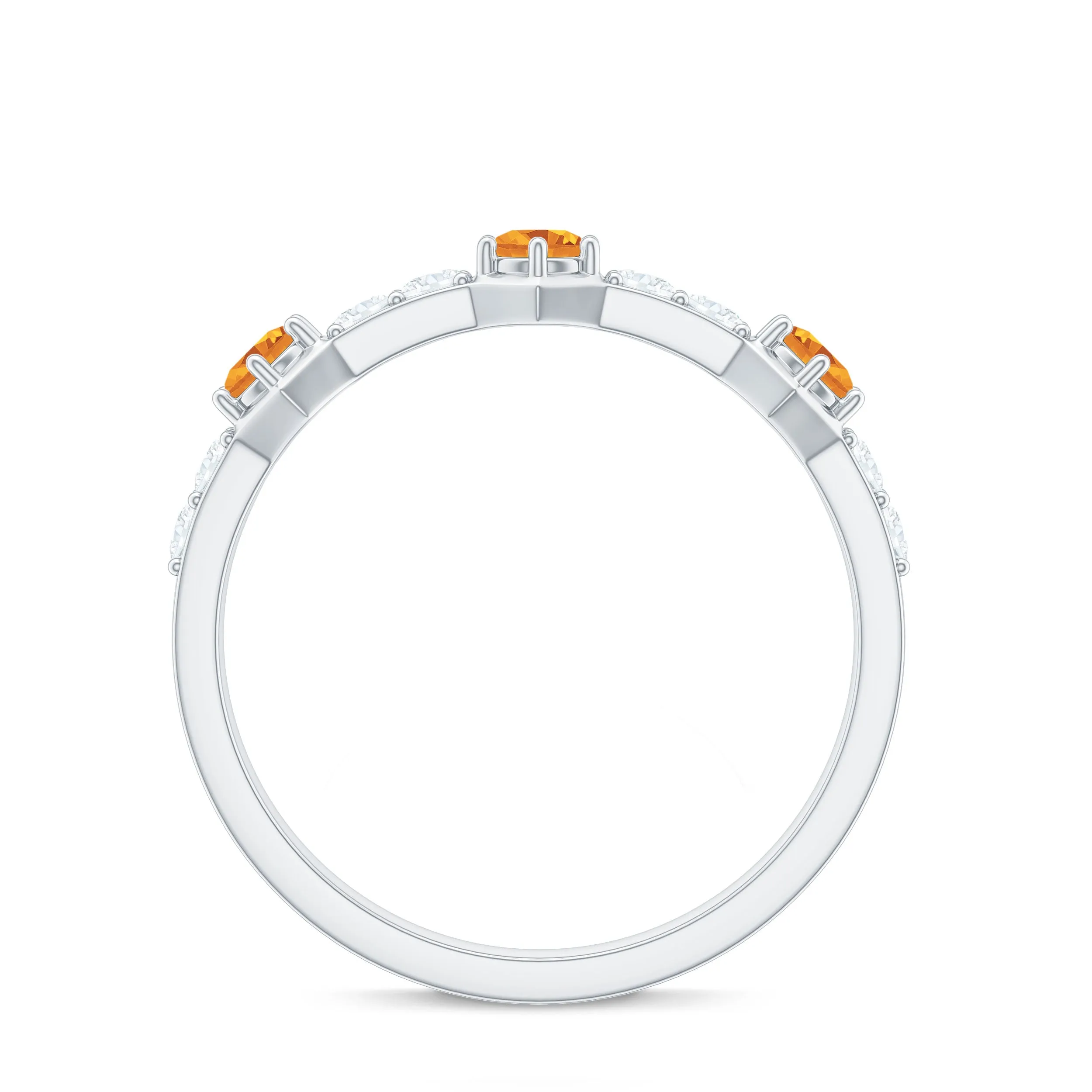 3/4 CT Citrine and Diamond Minimal Half Eternity Ring