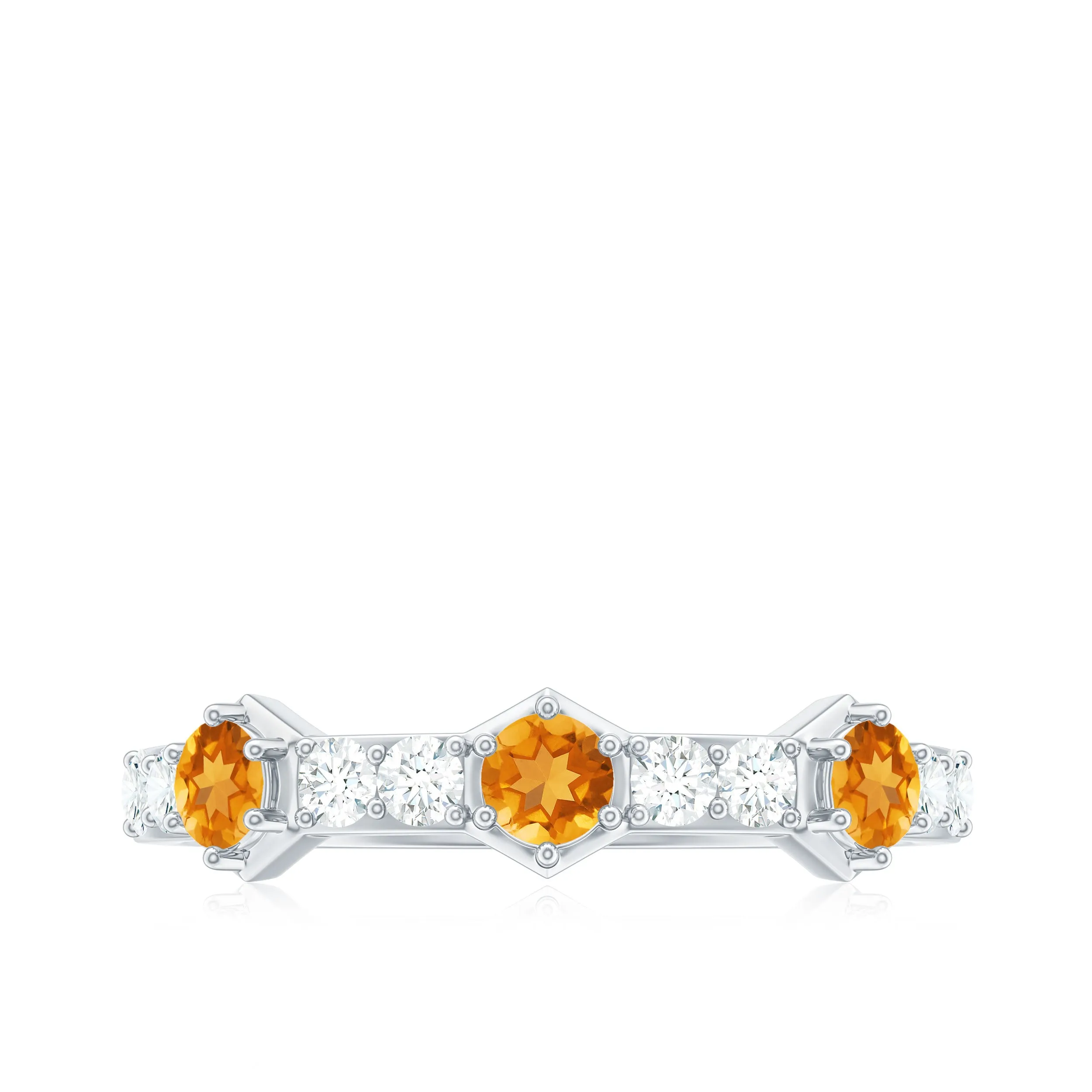 3/4 CT Citrine and Diamond Minimal Half Eternity Ring