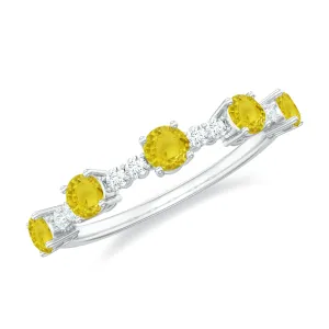 3/4 CT Yellow Sapphire and Diamond Minimal Stackable Gold Ring