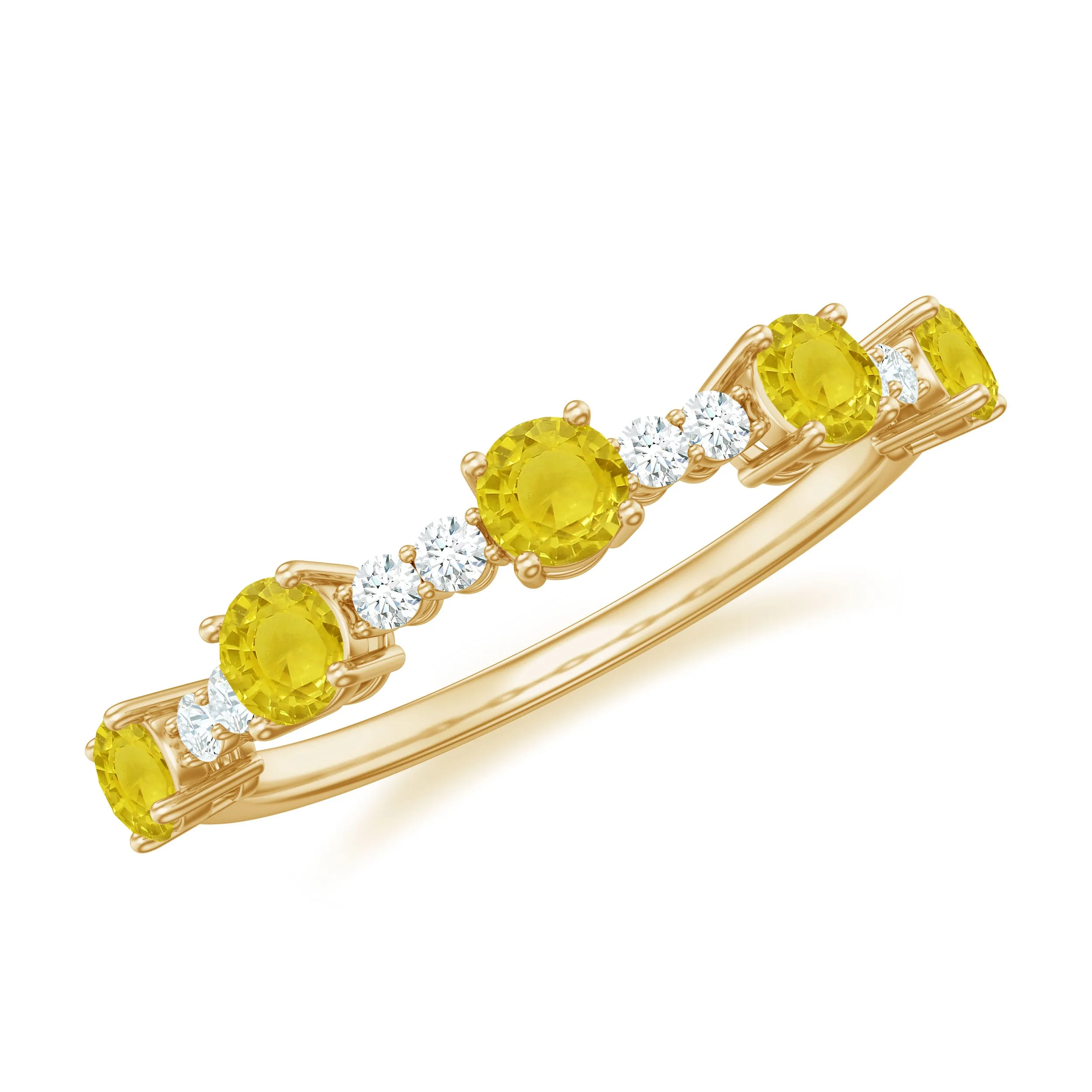 3/4 CT Yellow Sapphire and Diamond Minimal Stackable Gold Ring