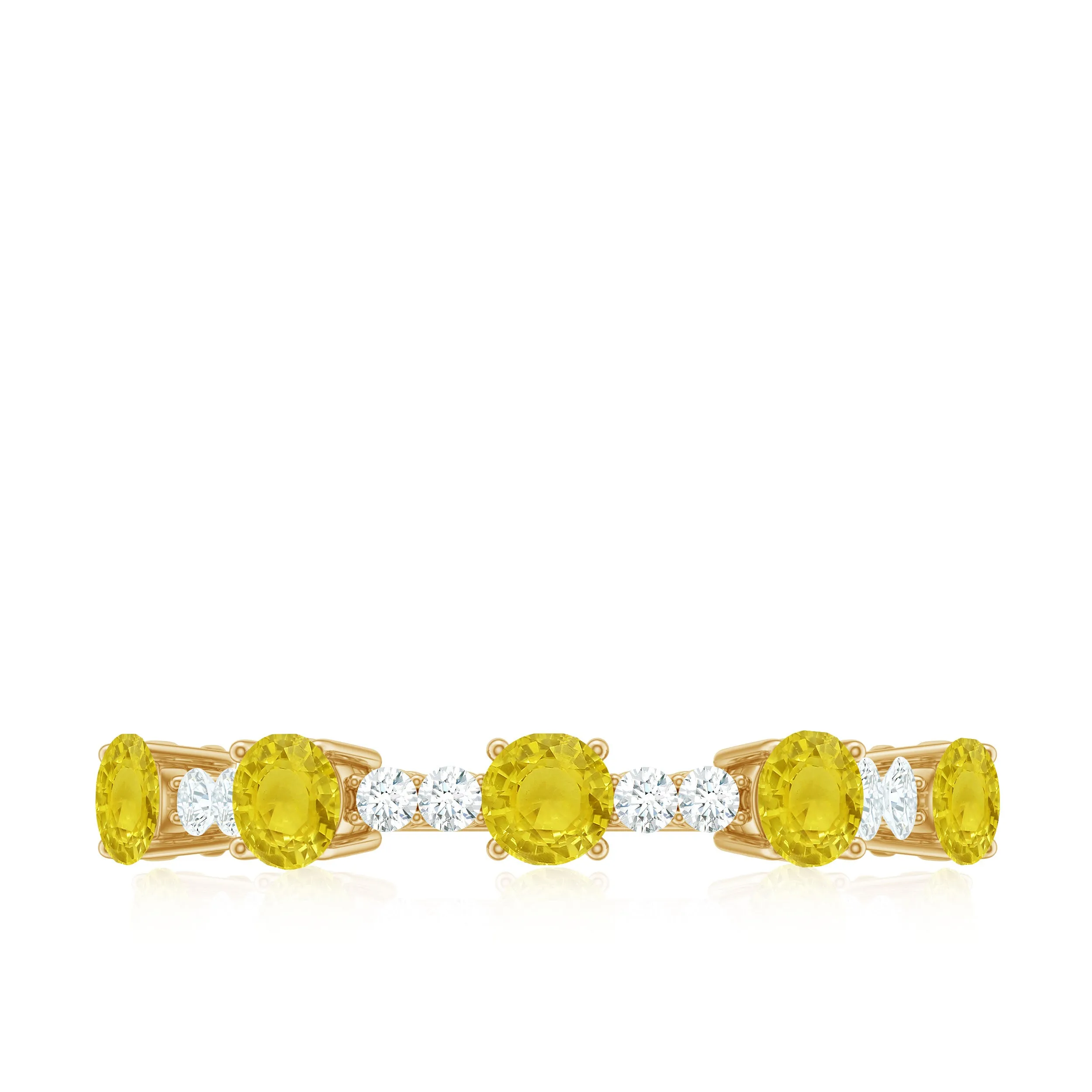 3/4 CT Yellow Sapphire and Diamond Minimal Stackable Gold Ring