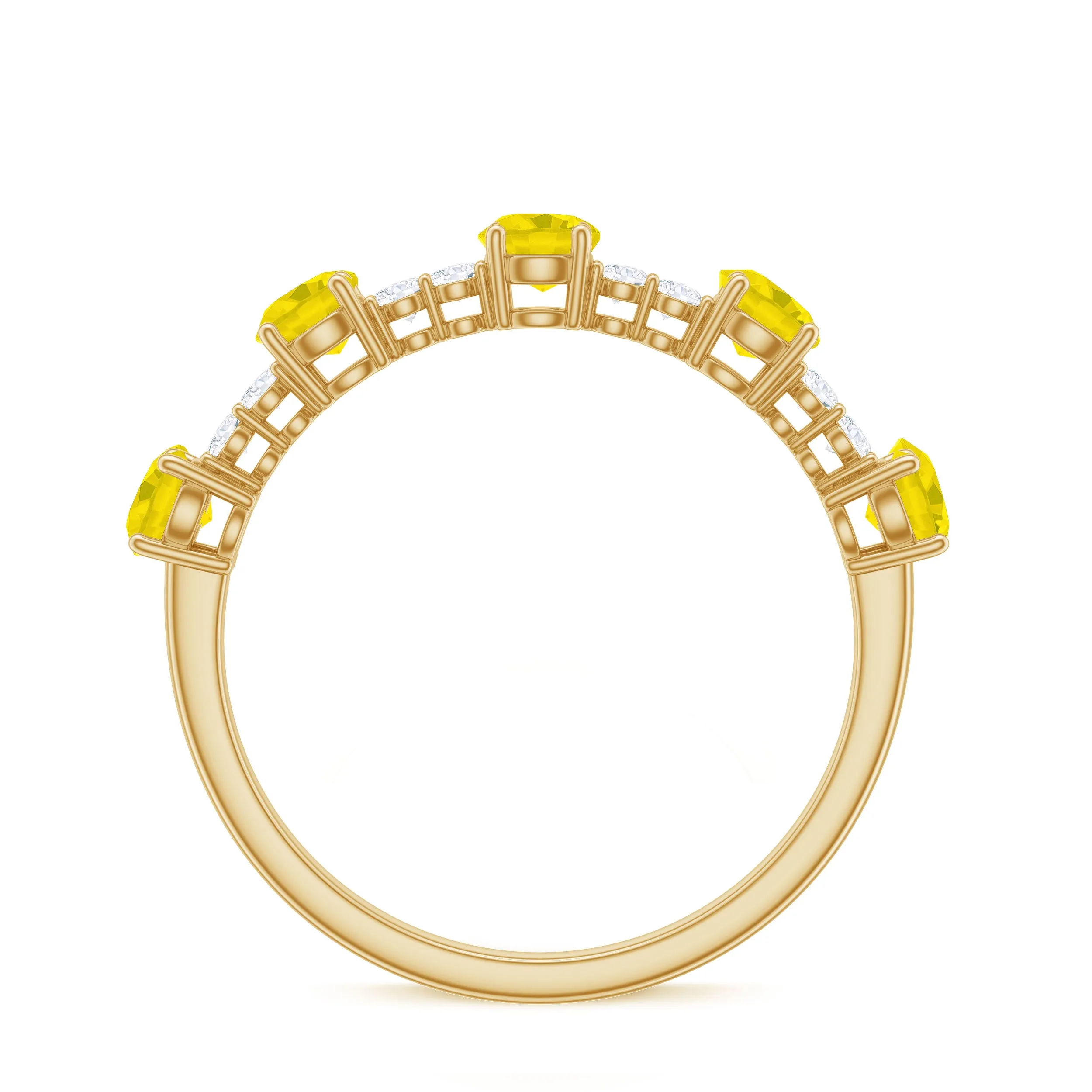 3/4 CT Yellow Sapphire and Diamond Minimal Stackable Gold Ring