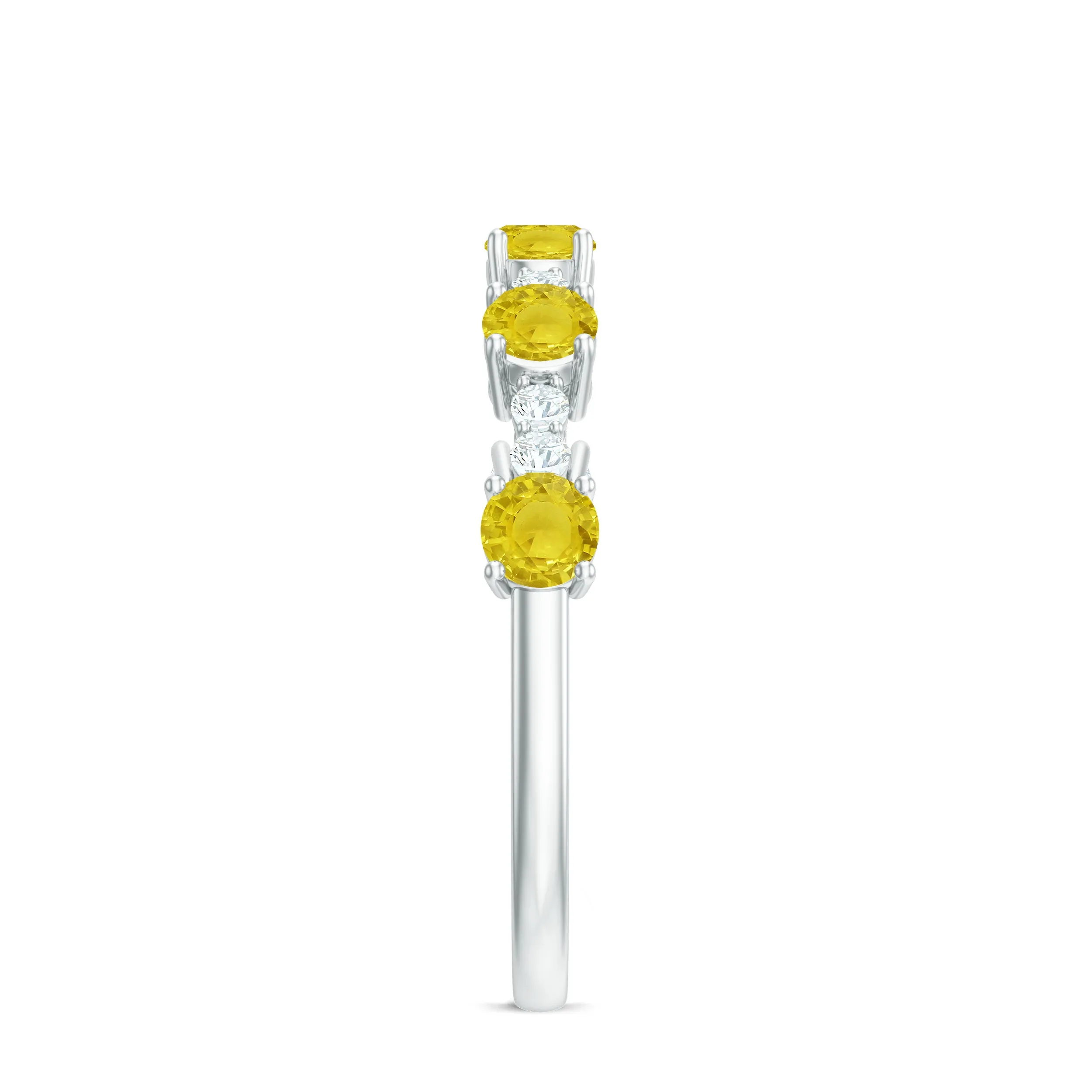 3/4 CT Yellow Sapphire and Diamond Minimal Stackable Gold Ring