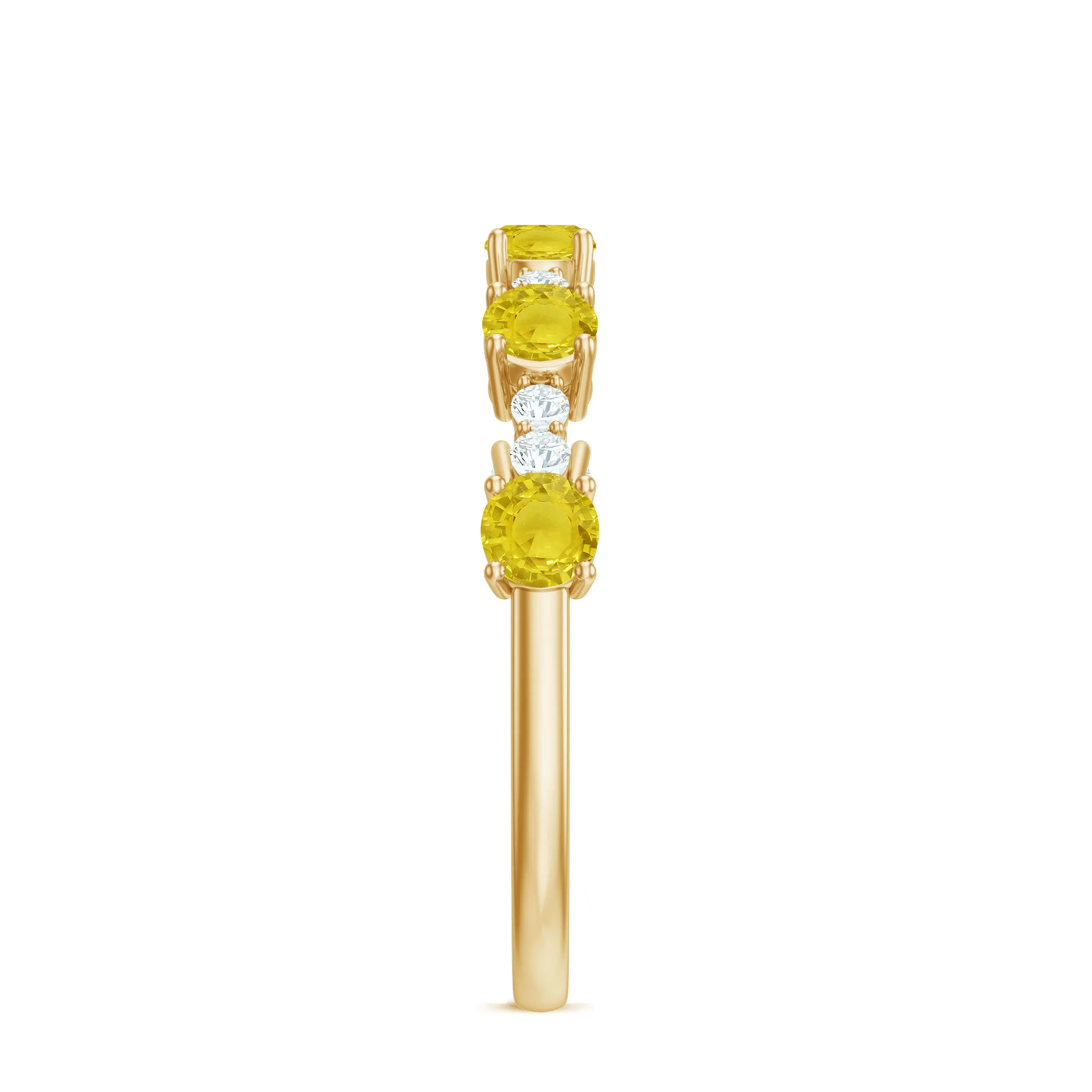 3/4 CT Yellow Sapphire and Diamond Minimal Stackable Gold Ring