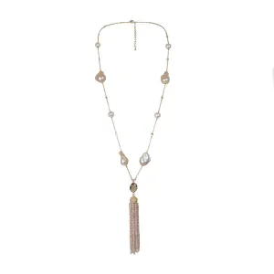 408-36 | ROSE DELICATE TASSEL W/ PEARLS