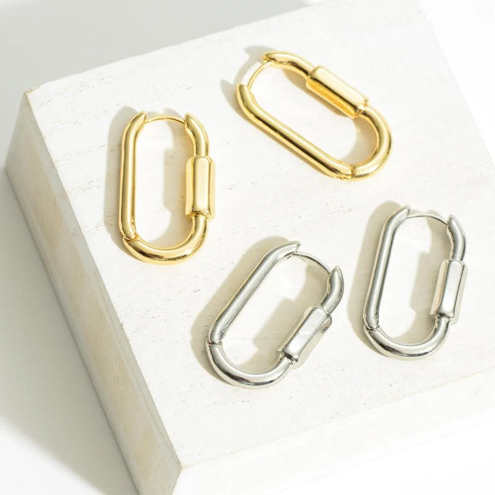 9ct White Gold PaperClip Hardware Huggies