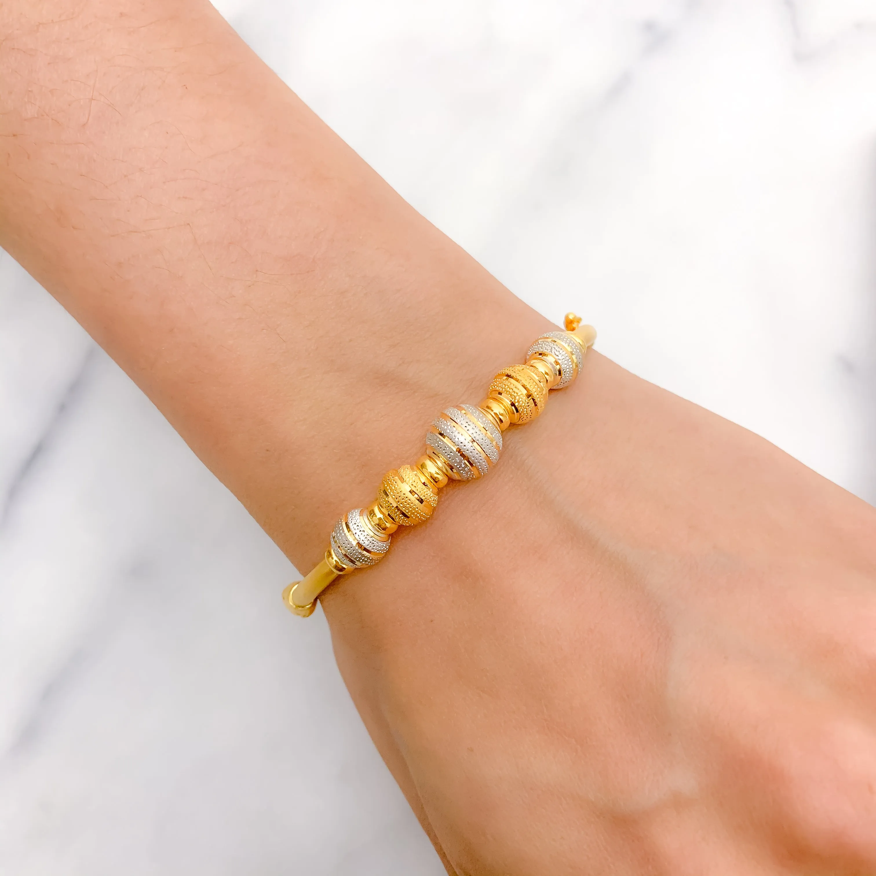 Alternating Two-Tone Bangle Bracelet