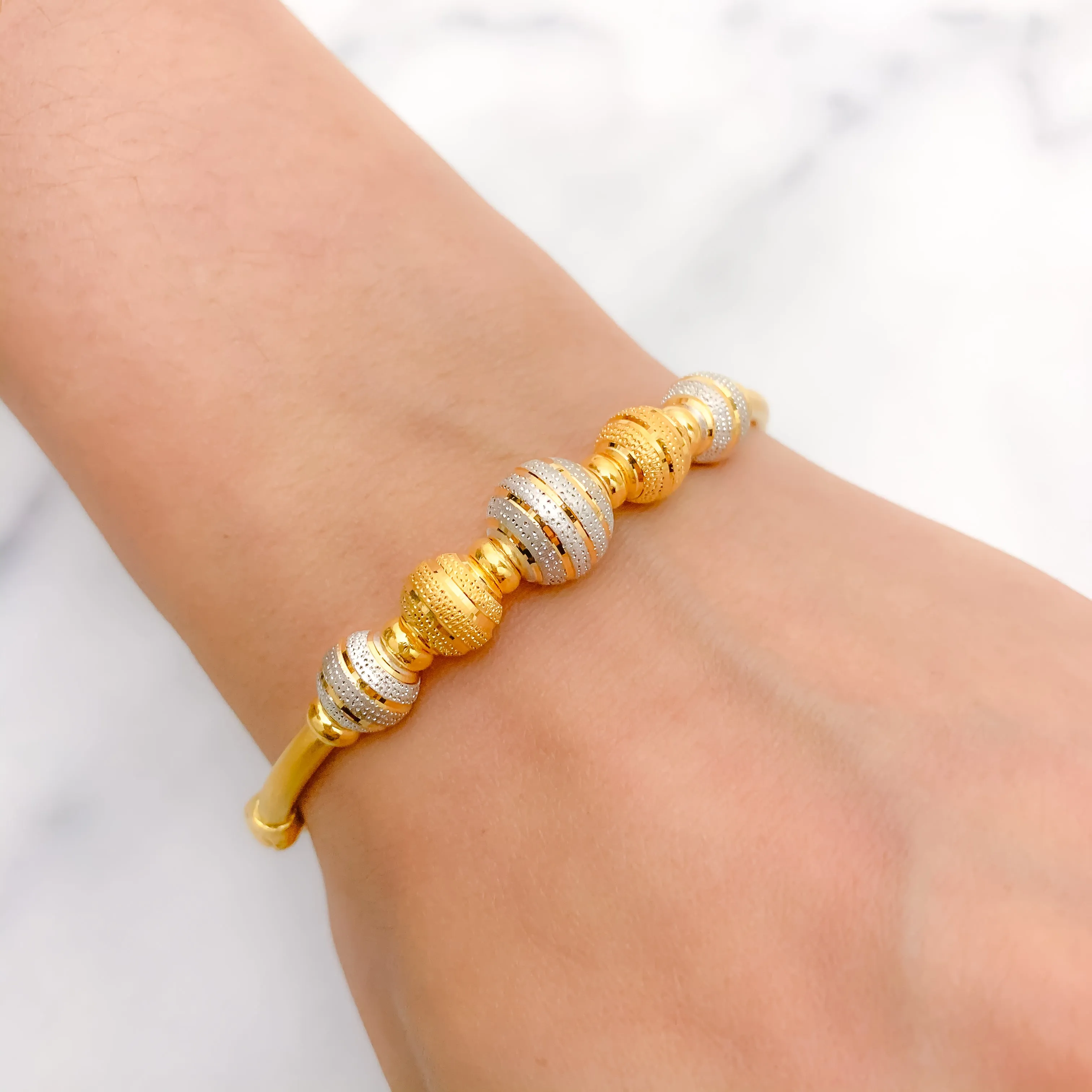 Alternating Two-Tone Bangle Bracelet