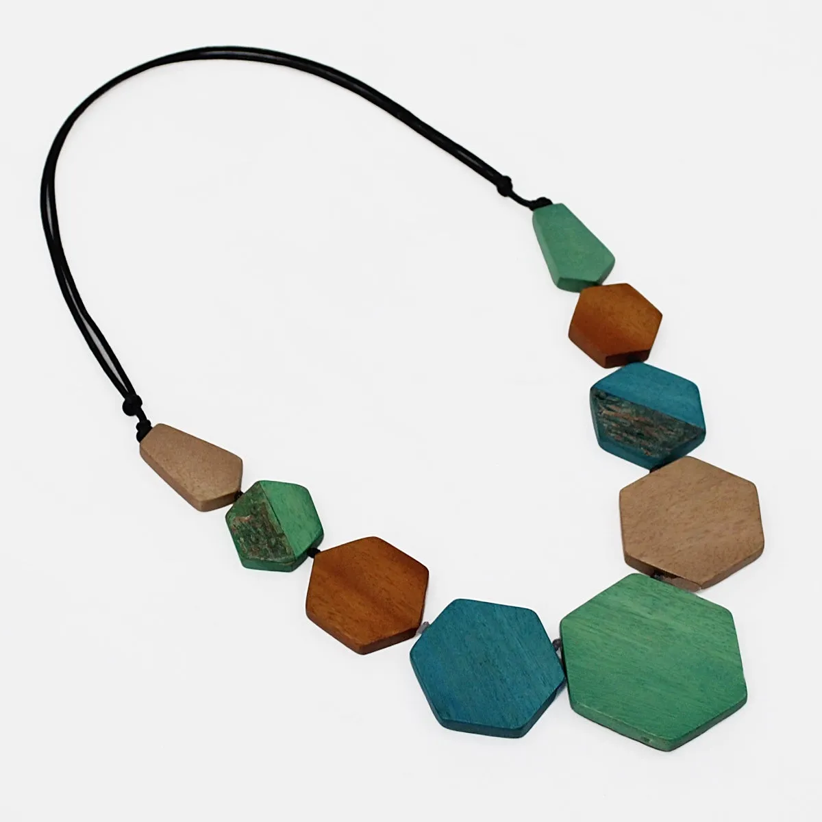 Aqua Hexagon Morgan Necklace