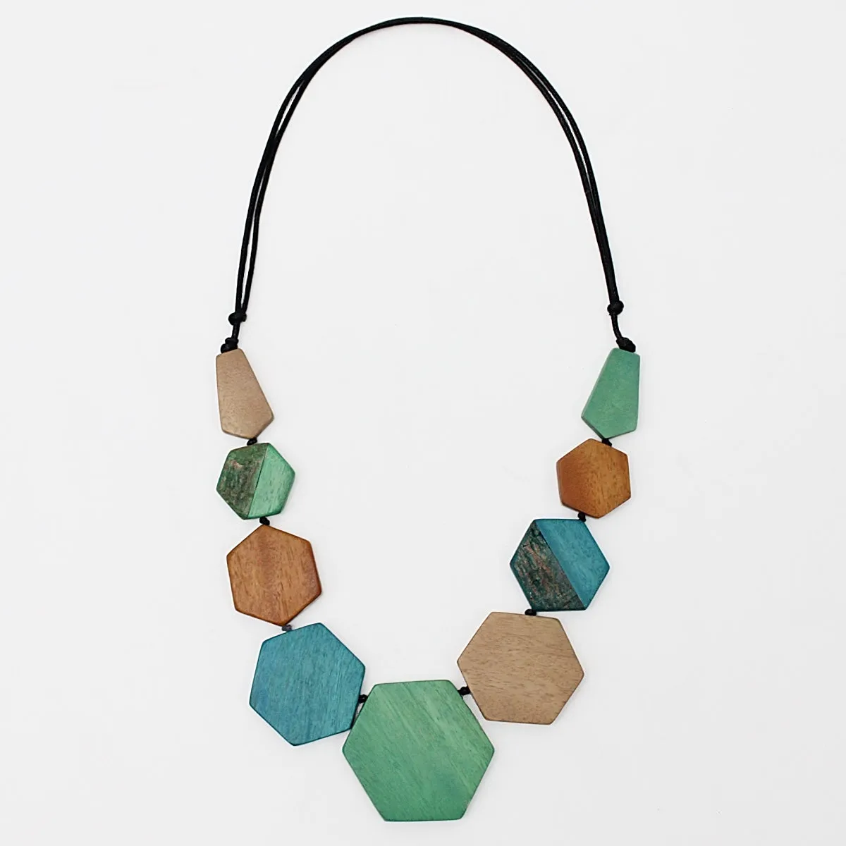 Aqua Hexagon Morgan Necklace