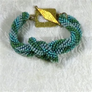 Beaded Bangle Bracelet in Shades of Green