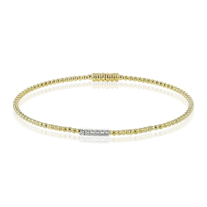 Beaded Bangle in 18k Gold with Diamonds