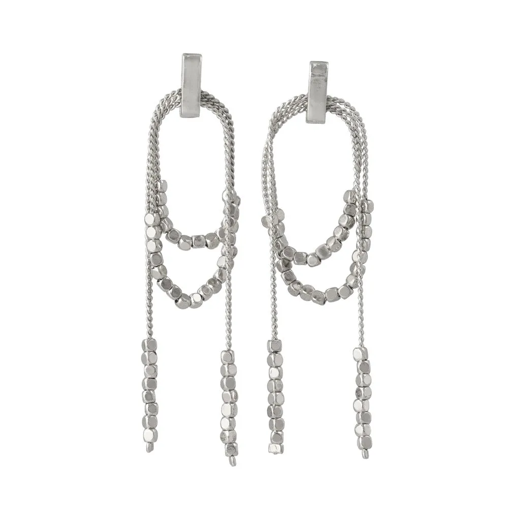 Beaded Layered Chain Earrings