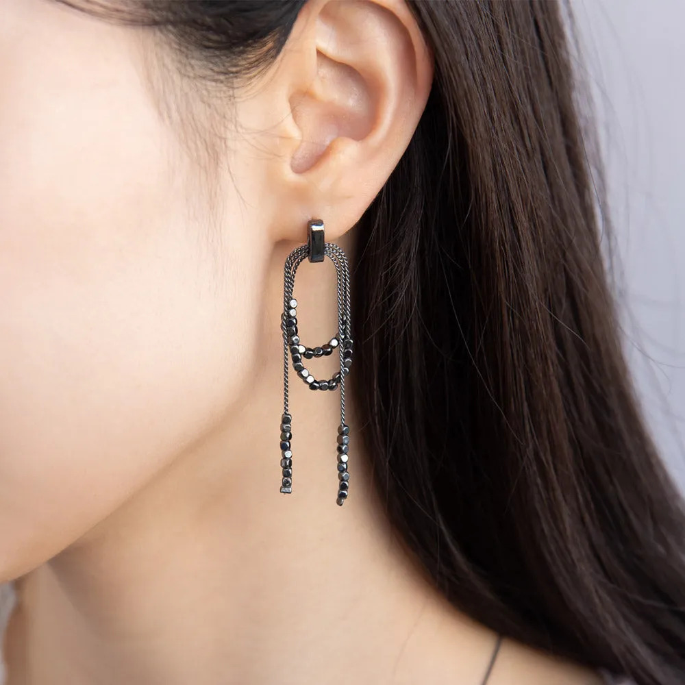 Beaded Layered Chain Earrings