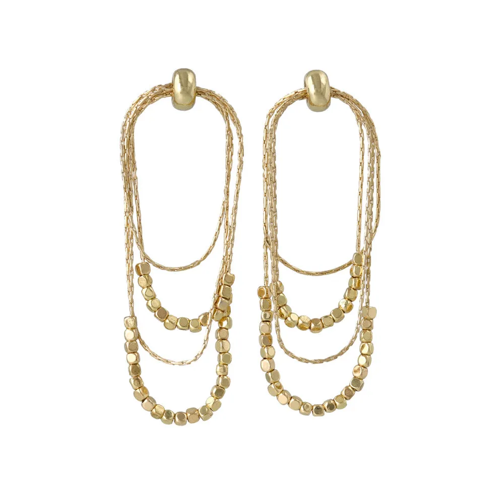 Beaded Multi Layered Chain Earrings