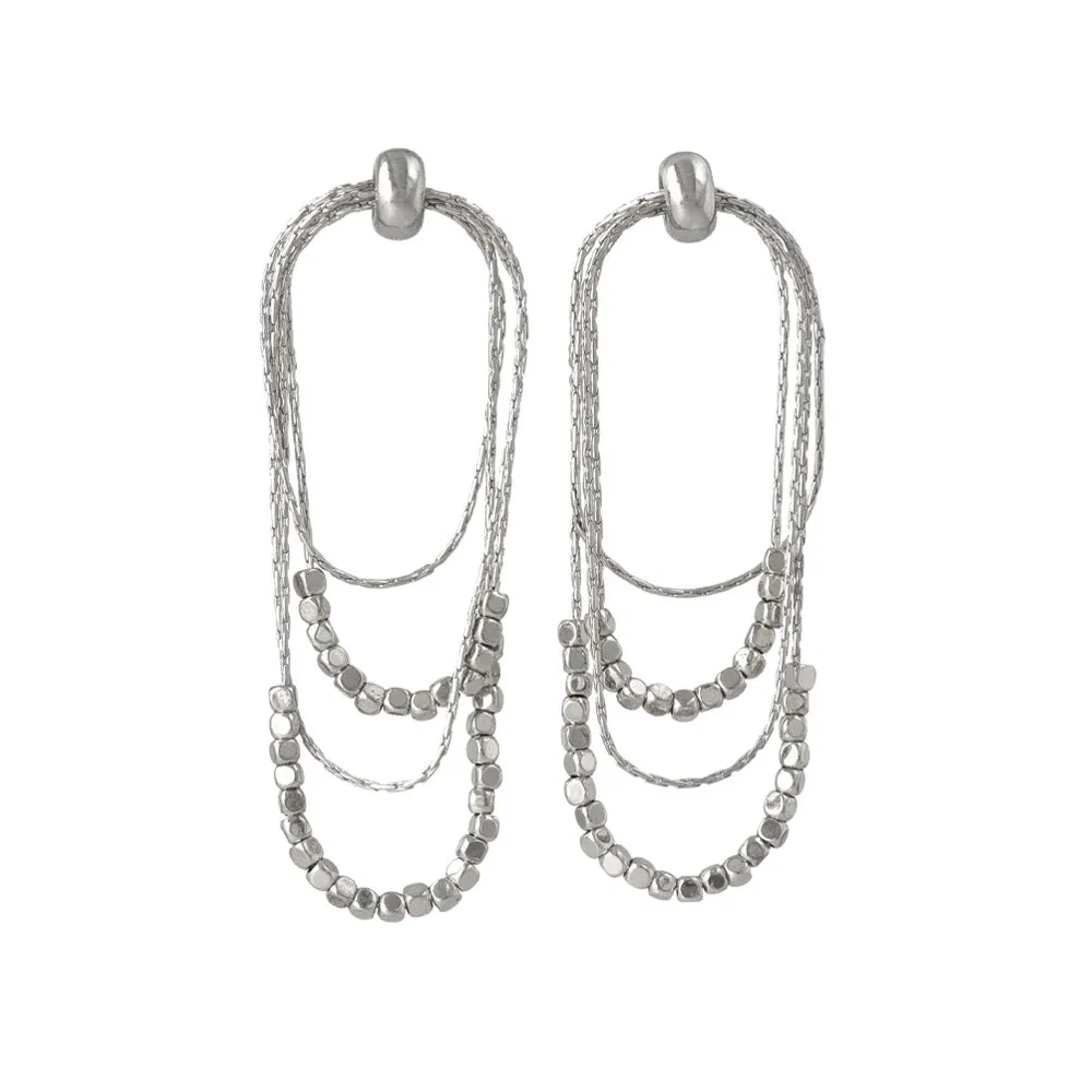 Beaded Multi Layered Chain Earrings